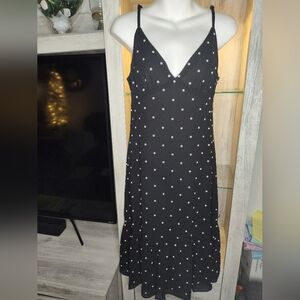 Michael Kors Black Midi Dress with White Accents SZ Small New, 17.5" Pit To Pit